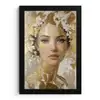 Gezicht - Vrouw - Bladeren - Goud fotolijst zwart zonder passe partout klein -3d
