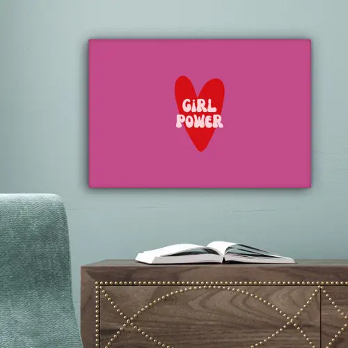 Girl power - Hart - Roze - Rood canvas 2cm klein -sfeer4