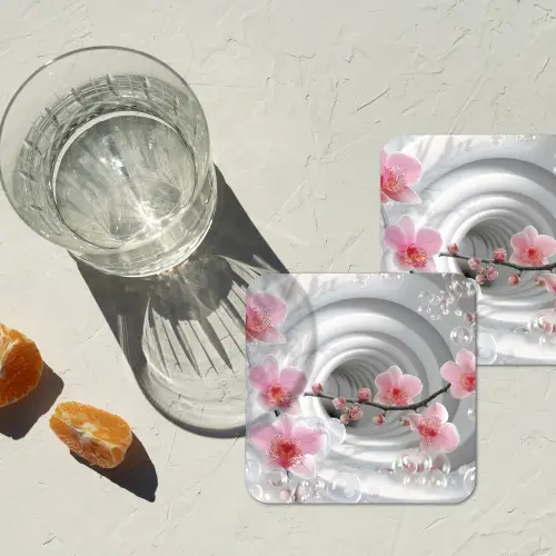 Bloemen - Tunnel - Abstact - 3D effect onderzetter kurk middel -sfeer4