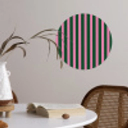 Verticale strepen - Groen - Roze Wandcirkel behangsticker klein 186 -sfeer3