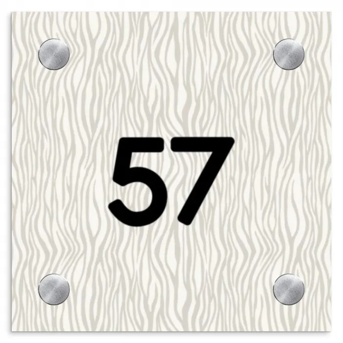 Beige golvende strepen - Traditioneel Naambord Vierkant klein -3d