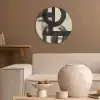 Cirkels - Balken - Zwart - Abstract Akoestische PET Vilt - Rond klein -sfeer1