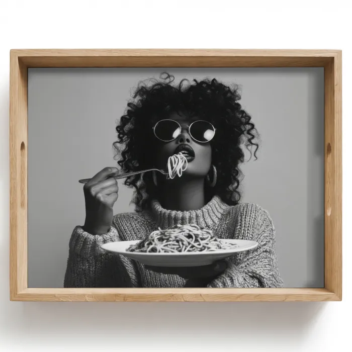 Vrouw - Pasta - Zwart - Wit Dienblad Rechthoek middel -z3d_shopping