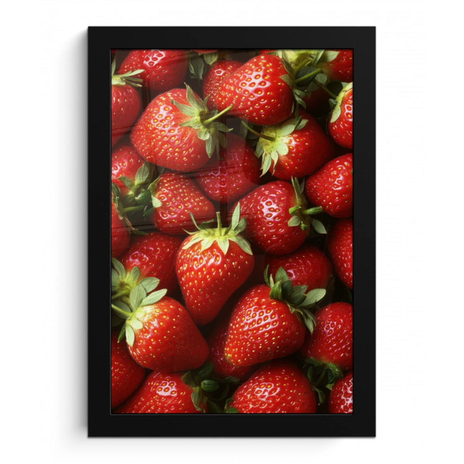 Aardbei - Fruit - Rood fotolijst zwart zonder passe partout klein -3d