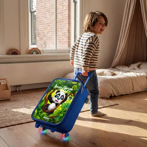 Pedro panda Kinderkoffer - Blauw klein -sfeer1