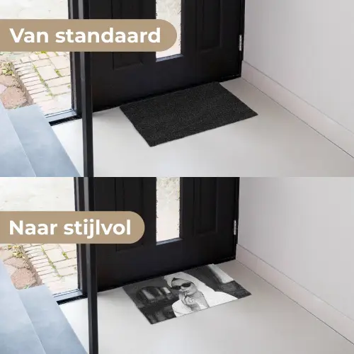 Zonnebril - Vrouw - Zwart - Wit Deurmat klein -voor-na_NL