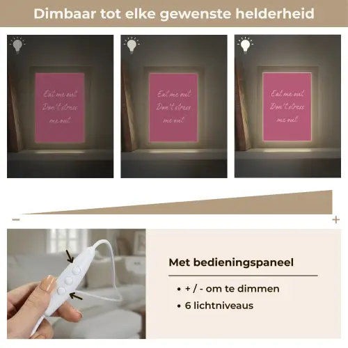 eat me out don't stress me out - Roze - Minimalistisch Light Box met kabel (Tafellamp) klein -USP_dimbaarNL