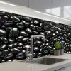 Zwarte - Glans - Stenen keuken achterwand 2 middel 871 -3d_schuin