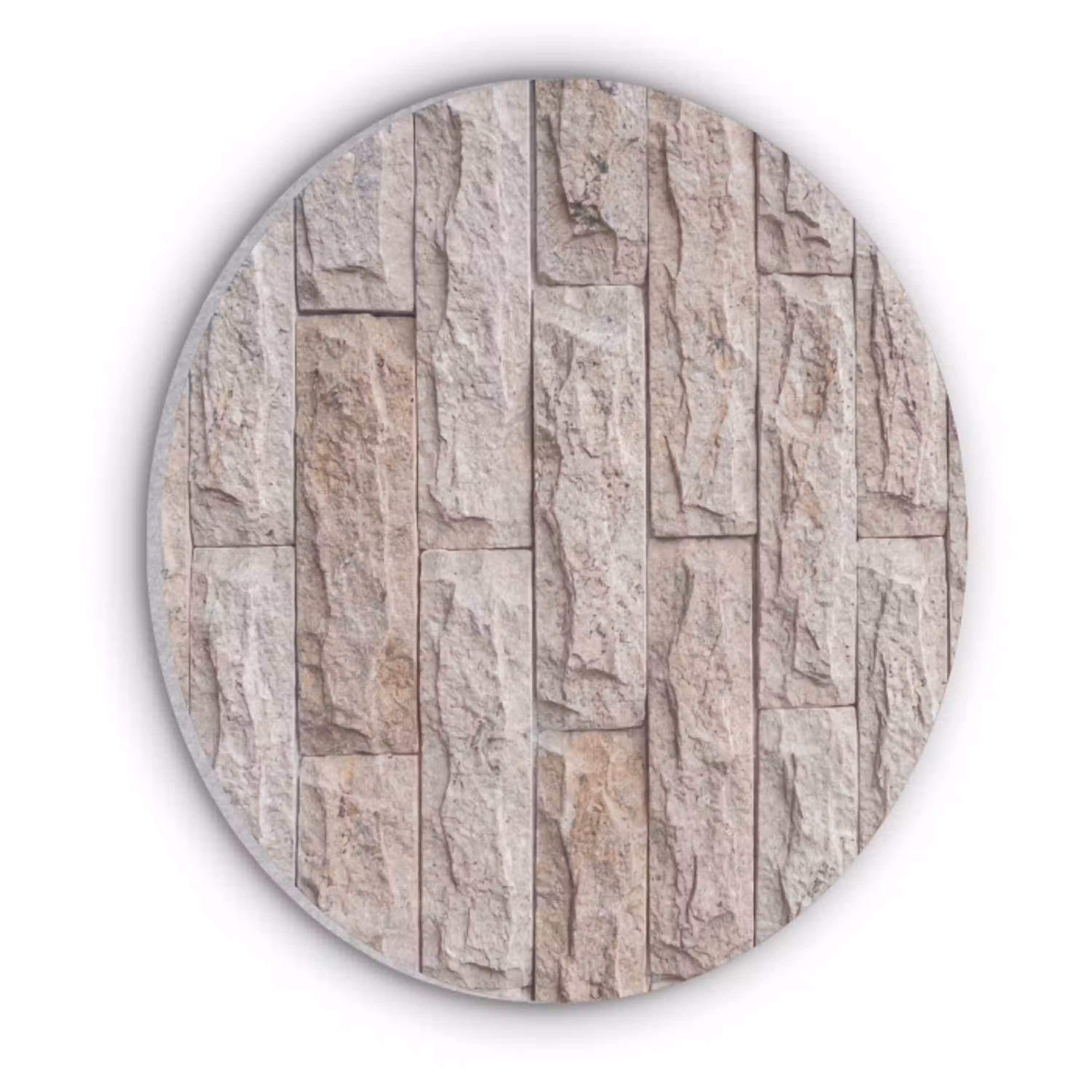 Muur - Steen - Ruw - Beige - Textuur Akoestische PET Vilt - Rond klein -3d