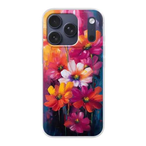 Felle bloemen - Dynamisch - Levendig Telefoonhoesje iPhone 17 Pro klein -3d