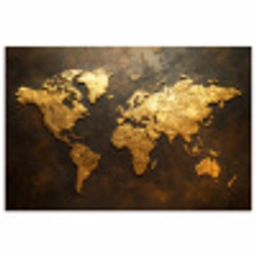 Wereldkaart - Goud - Roest poster papier klein -3d