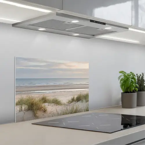 Zandstrand - Bewolkt - Duinen keuken achterwand spatscherm klein -3d_schuin