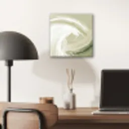 Abstract - Penseelstreken - Golven - Groen aluminium wit klein -sfeer5
