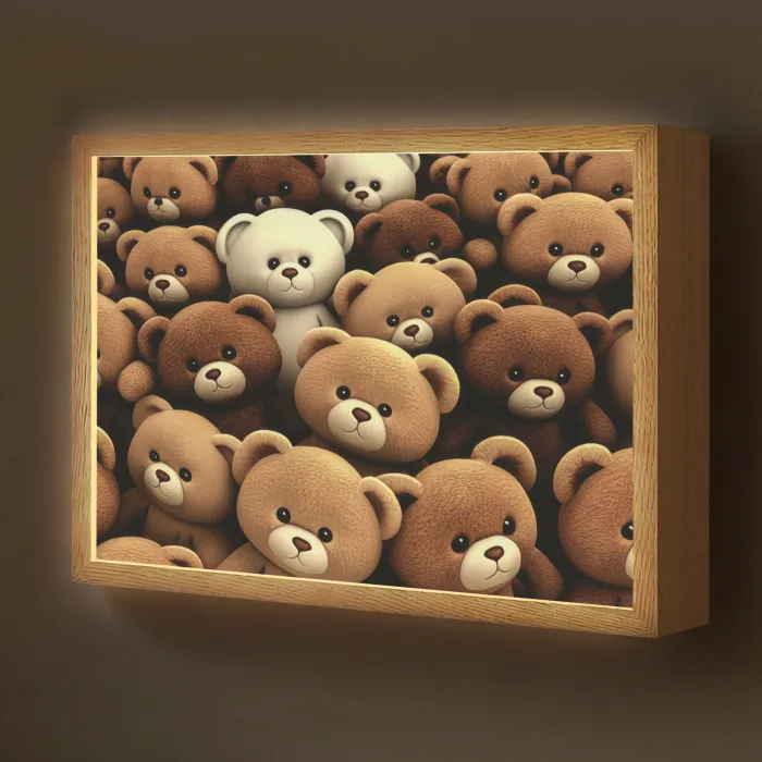 Teddybeer - Knuffel - Bruin - Beer - Jongens - Meisjes Light Box met batterij (Wandlamp kind) middel -z3d_website