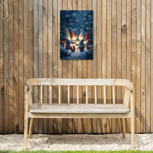 Winter - Gnooms - Eekhoorns - Meerkleurig Tuinposter op houten frame 2 cm dik klein -sfeer4