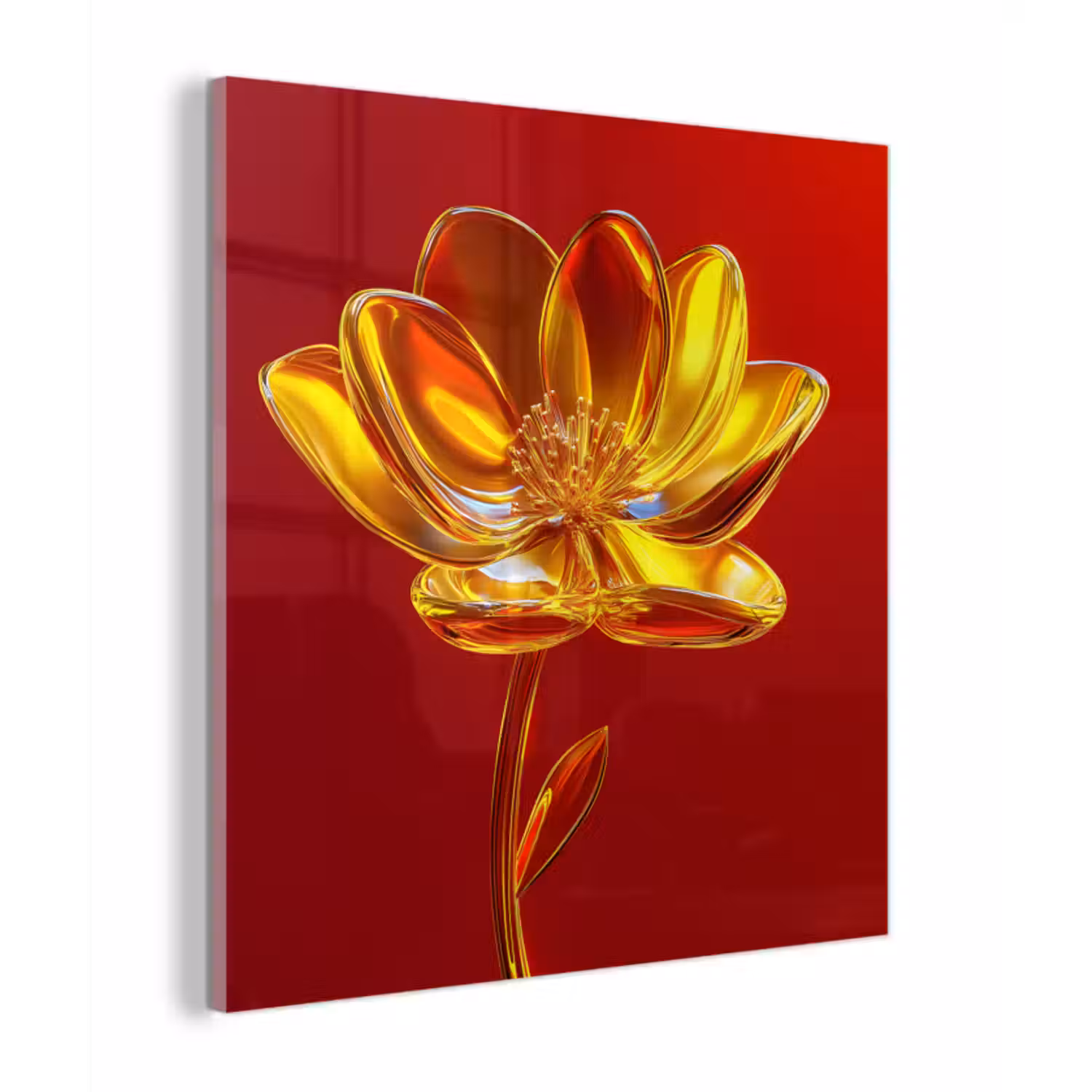 Glas schilderij - Bloem - Goud - Glazen