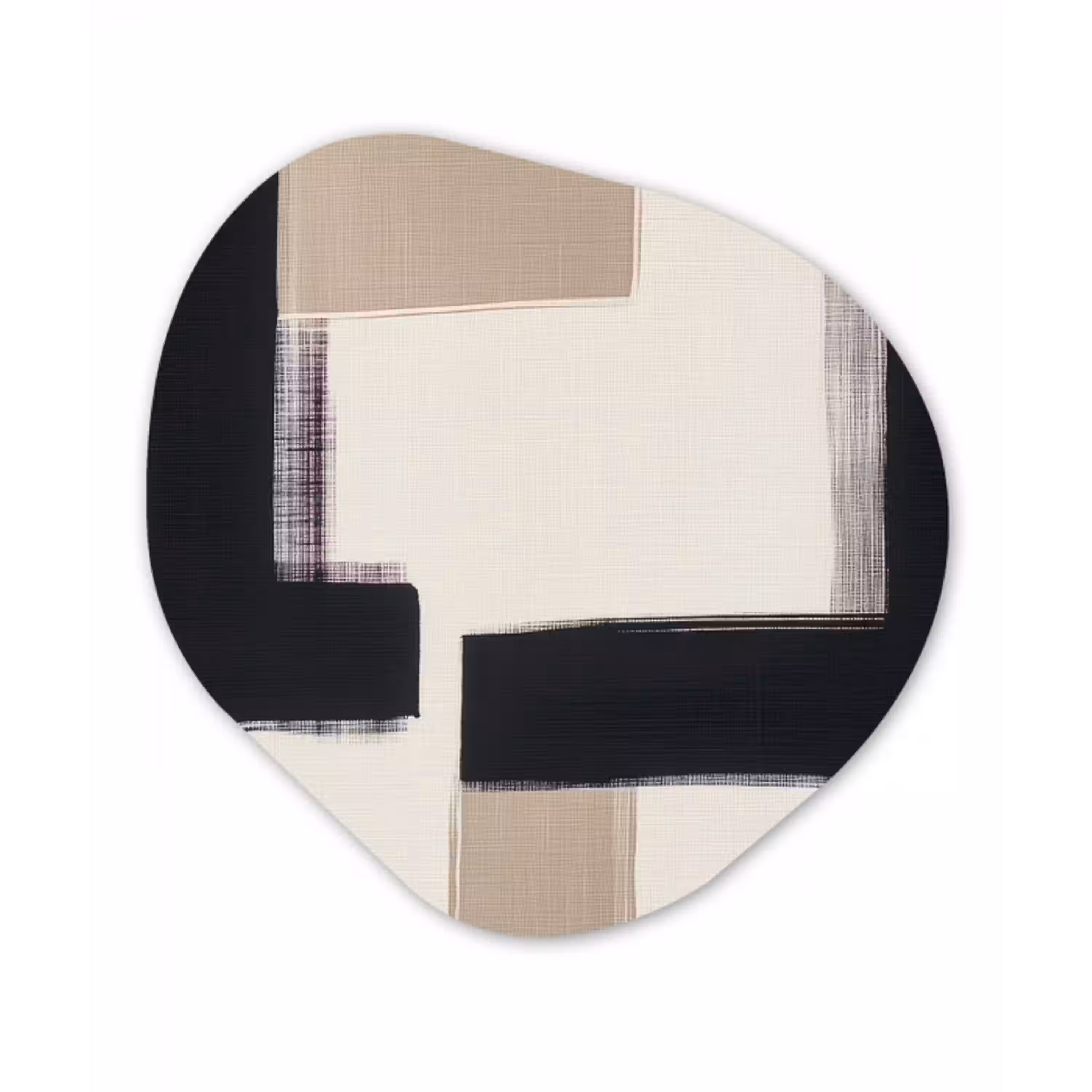 Zwart - Abstract - Japandi Wandcirkel Organisch Forex 3mm klein -3d