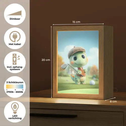 Cartoon - Dino - Groen - Golven Light Box met kabel klein -USP_NL