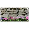 Hortensia’s - Stenen - Muur - Bloemen tuinposter los doek klein -3d