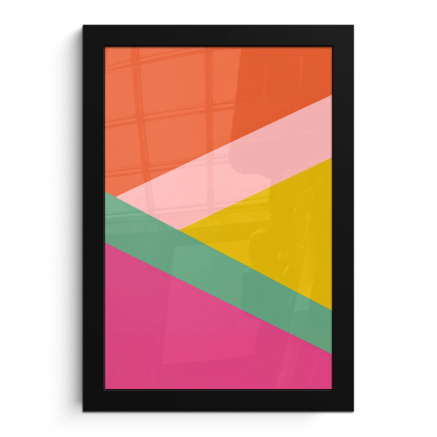 Driehoeken - Kleurrijk - Abstract fotolijst zwart zonder passe partout klein -3d