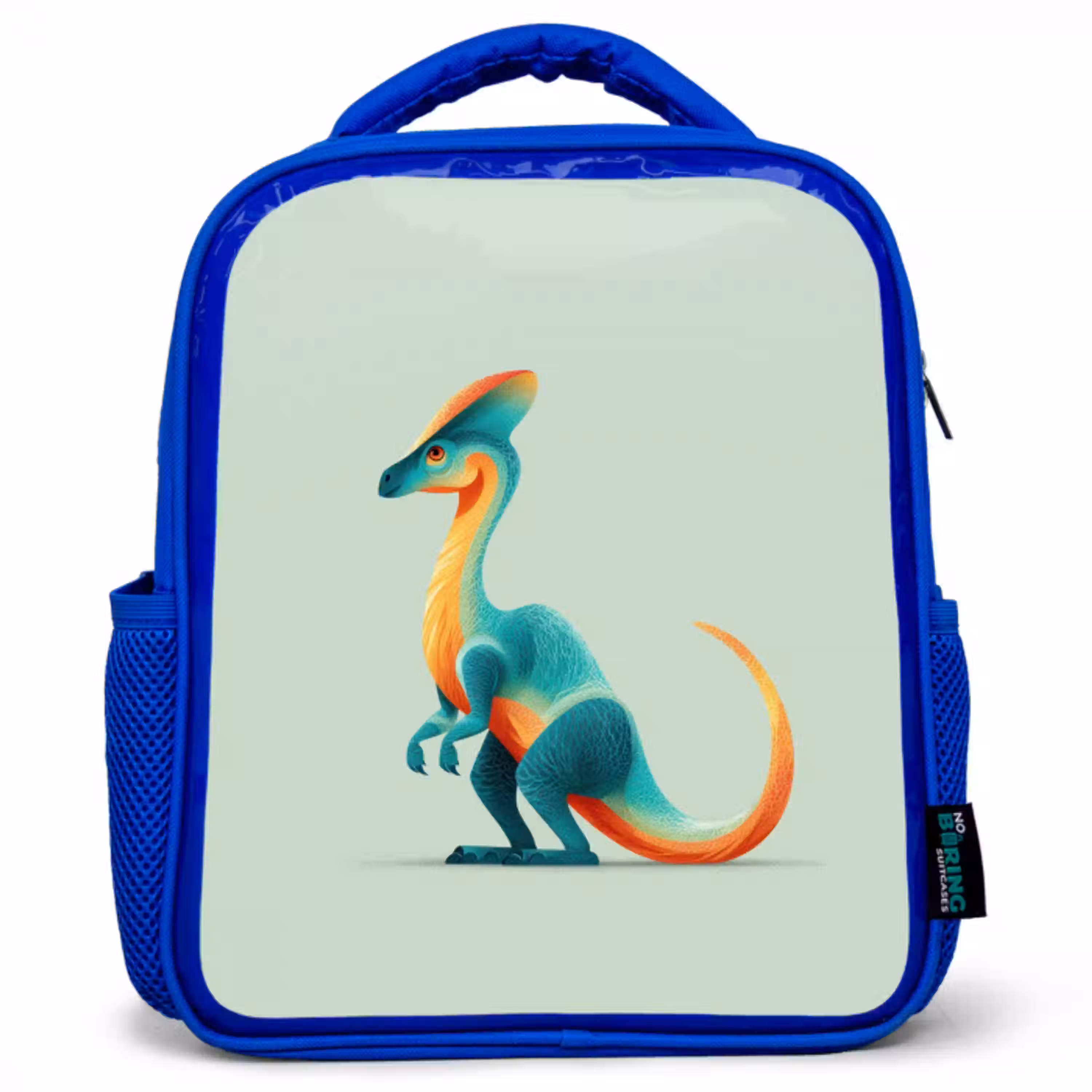Staart - Dino - Minimalistisch - Blauw Kinderrugzak - Blauw middel -3d