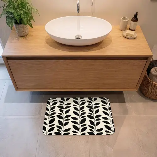 Botanisch - Dessin - Zwart - Beige Badmat klein 997 -sfeer1