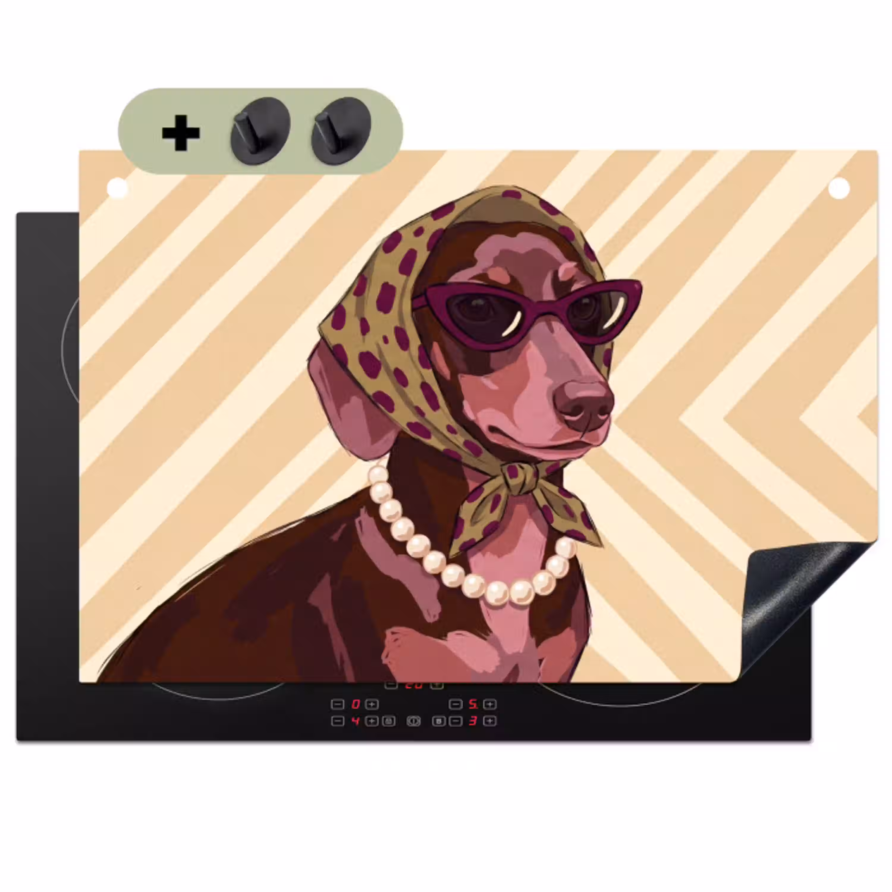 Hond - Zonnebril - Hoofddoek - Dieren - Modern Inductie beschemer met haakjes klein -3d