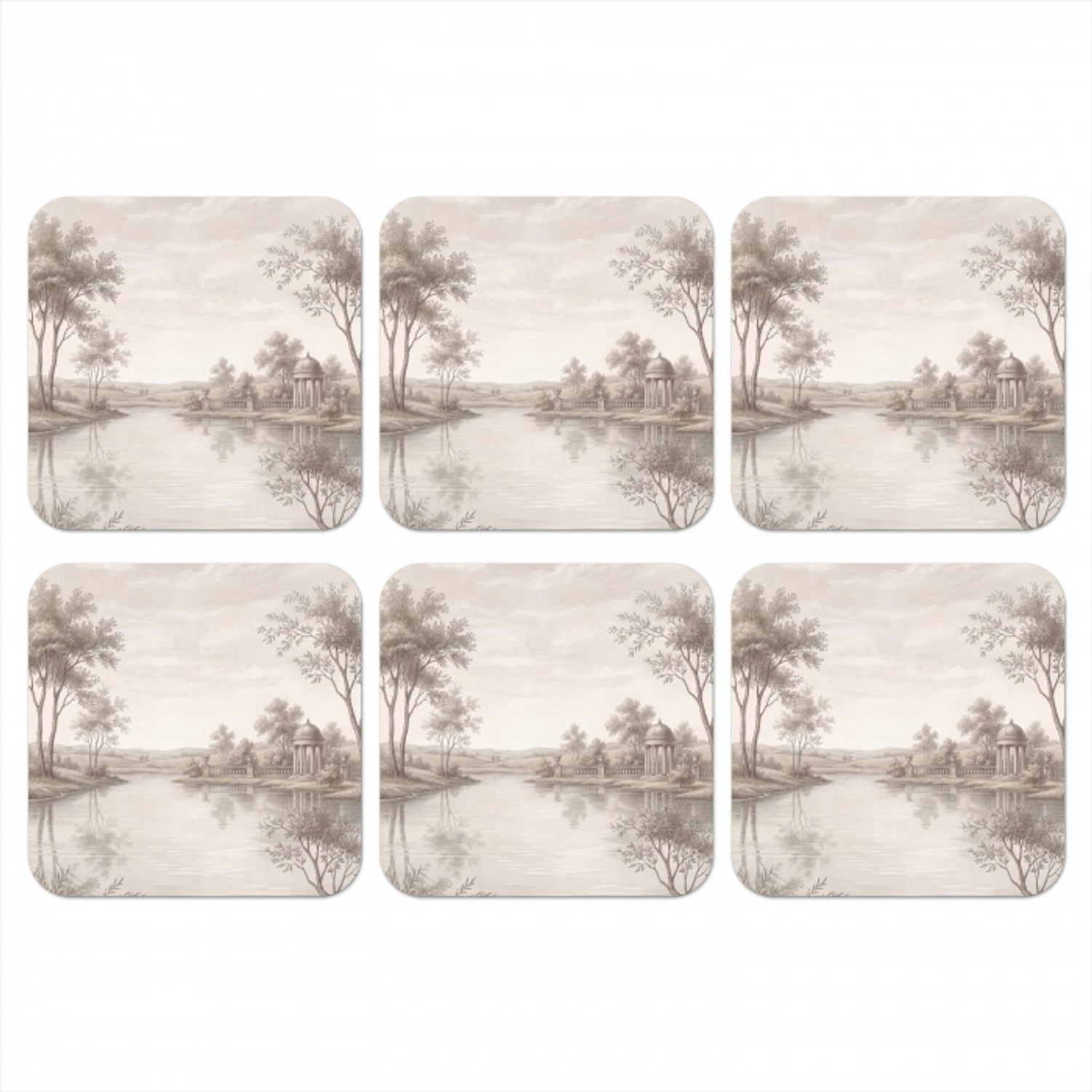 Terras - Water - Natuur - Landschap onderzetter kurk middel -3d
