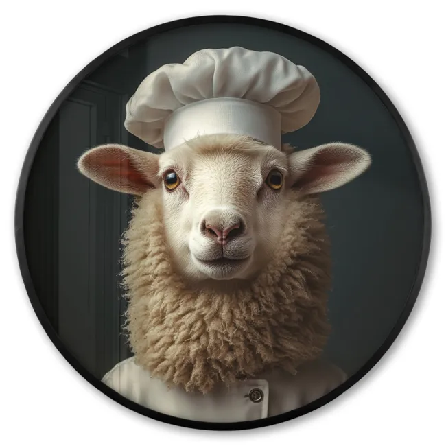 Photo Frame Round - Sheep - Wool - Cook