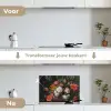 Stilleven met bloemen en een horloge - Schilderij van Abraham Mignon keuken achterwand spatscherm klein -voor_na_NL