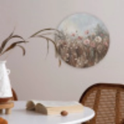 Bloemen - Botanisch - Schilderij - Pastel - Rustiek Akoestische PET Vilt - Rond klein -sfeer3