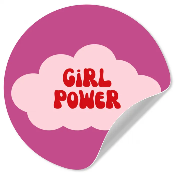 Girl power - Wolk - Roze Wandcirkel behangsticker klein -3d
