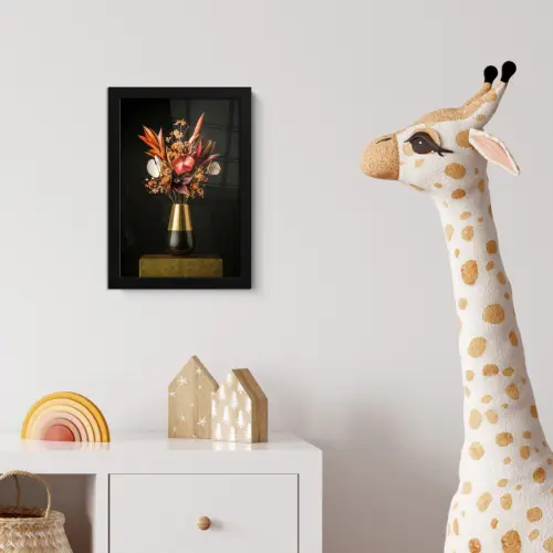 Exotisch - Boeket - Vaas - Goud fotolijst zwart zonder passe partout klein -usfeer4_kinderkamer