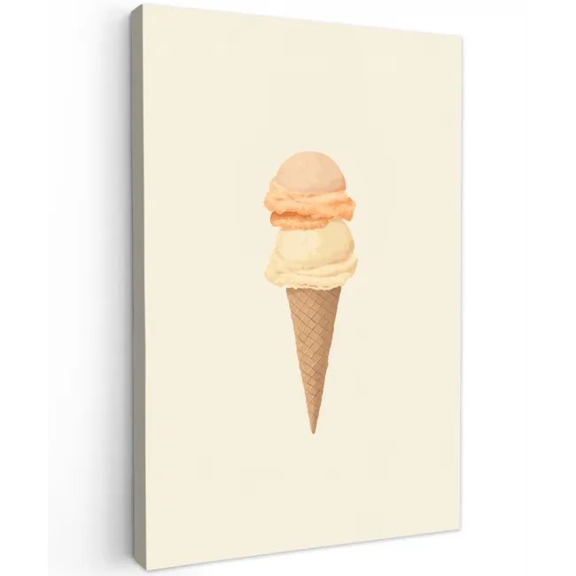 Minimalistisch - Schepijs - Hoorntje - Beige Tuinposter op houten frame 2 cm dik klein -3d