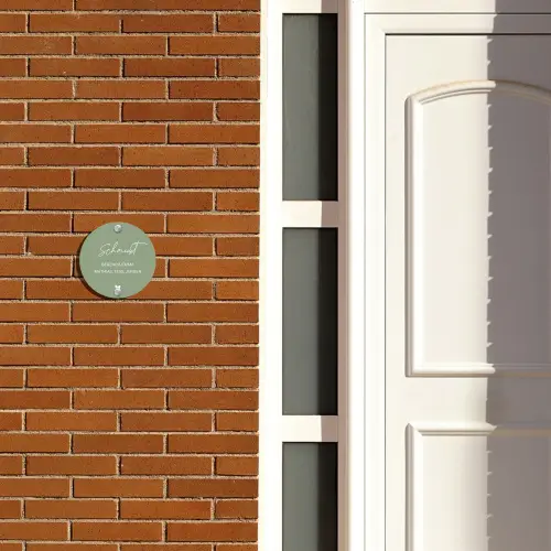 Effen olijfgroen - Sierlijk Naambord Rond klein -sfeer3-rond-XS