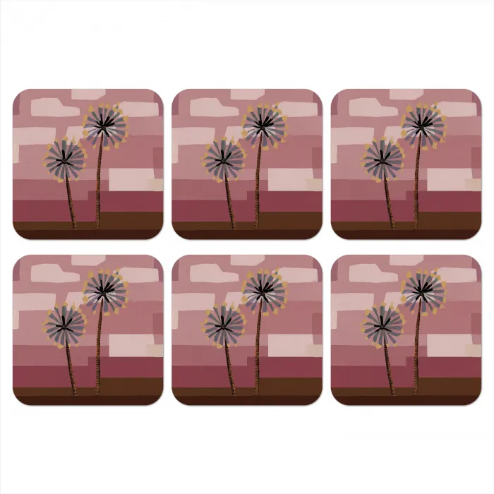 Illustratie - Bloemen - Vlakken - Abstract onderzetter kurk middel -3d