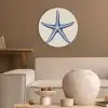Blauwe zeester - Minimalistisch - Beige Akoestische PET Vilt - Rond klein -sfeer1