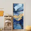 Marmer - Blauw - Goud - Abstract deurposter klein -sfeer4