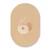 Perzik - Lijntekening - Pit - Beige Wandcirkel Ovaal Forex klein -3d