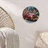Kersttruck - Sneeuwbos - Rood Wandcirkel behangsticker klein -sfeer4
