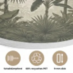 Papagaaien - Jungle - Tropisch - Green Akoestische PET Vilt - Rond klein -closeup_DE