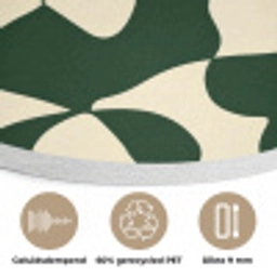 Groen - Organische vlakken - Crème Akoestische PET Vilt - Rond klein 838 -closeup_NL