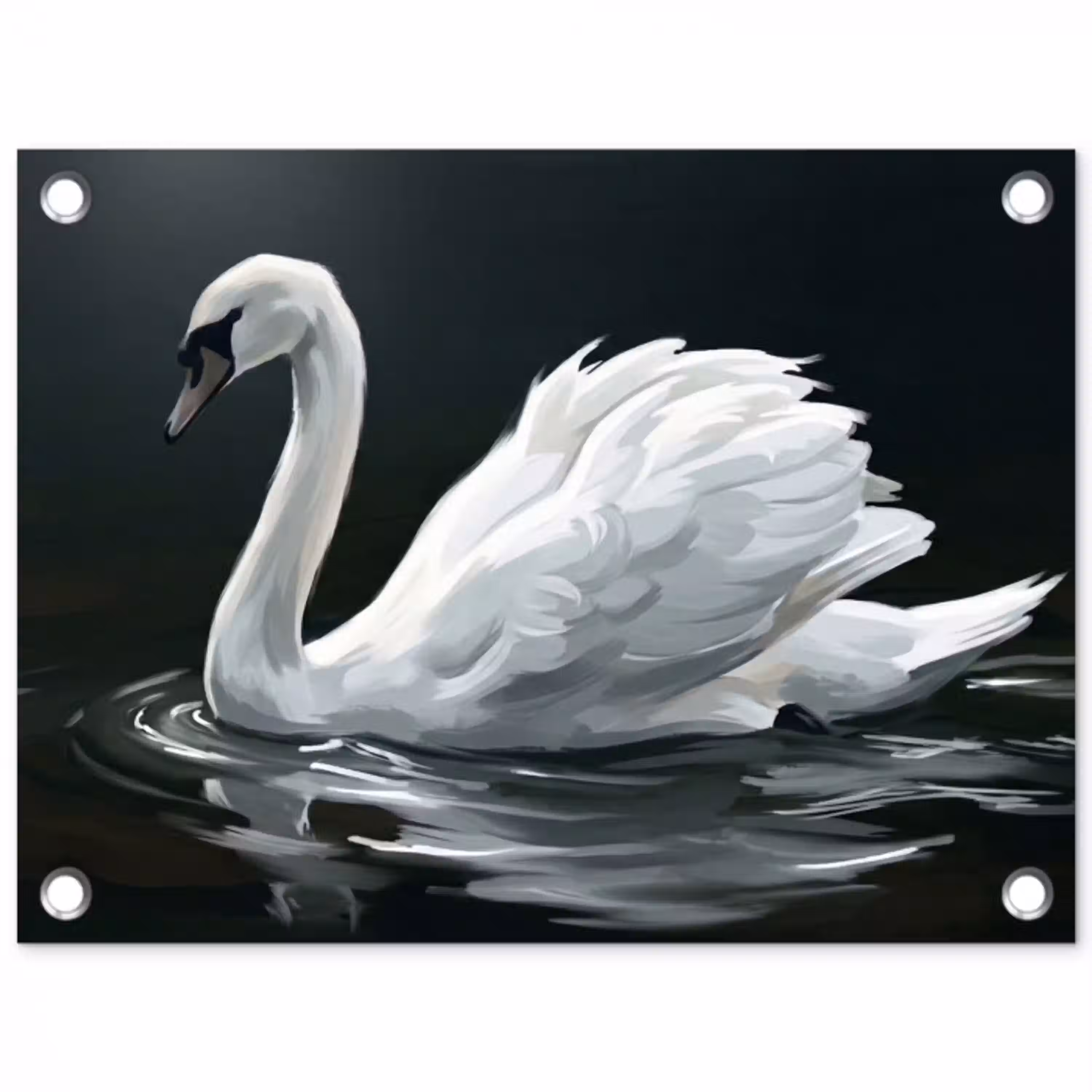Zwaan - Water - Natuur - Realistisch - Wit tuinposter los doek klein -3d