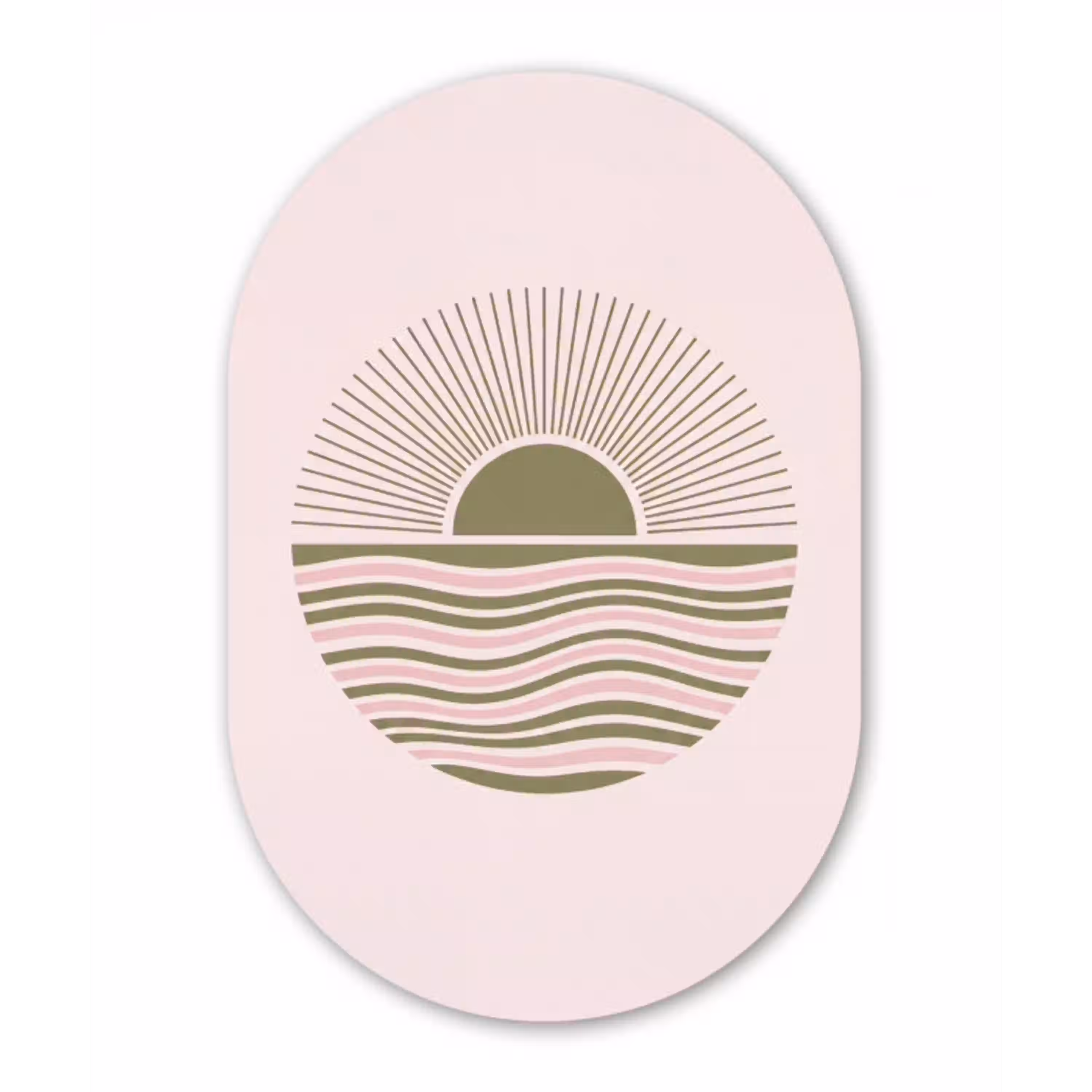 Zon - Zee - Abstract - Modern - Roze Wandcirkel Ovaal Forex klein -3d