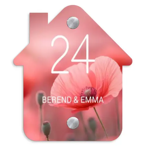 Klaproos - Klassiek Naambord Huisje klein -3d