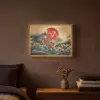 Koi - Zee - Golven - Zon Light Box met batterij (Wandlamp) middel -sfeer4