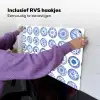 Borden - Bloemen - Patroon - Blauw Inductie beschemer met haakjes klein 777 -ky-ophangen-nl