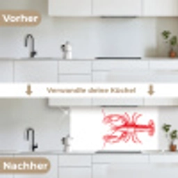 Kreeft - Rood - Wit keuken achterwand 2 middel -voor-na_DE