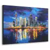 Skyline Toronto - Modern - Stadslicht - Blauw Textielframe zwart klein -3d