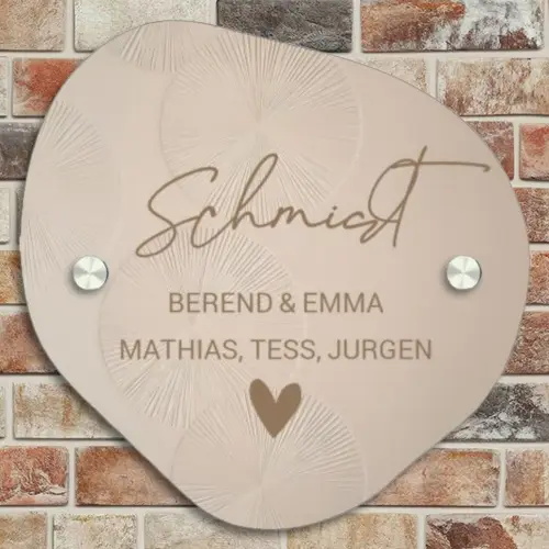 Beige reliëf lijnen - Sierlijk Naambord Organisch middel -sfeer10